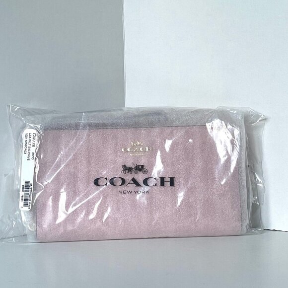 Coach Long Zip Around Wallet CW778 Powder Pink Signature Canvas Wristlet ORGPKG - Picture 2 of 9